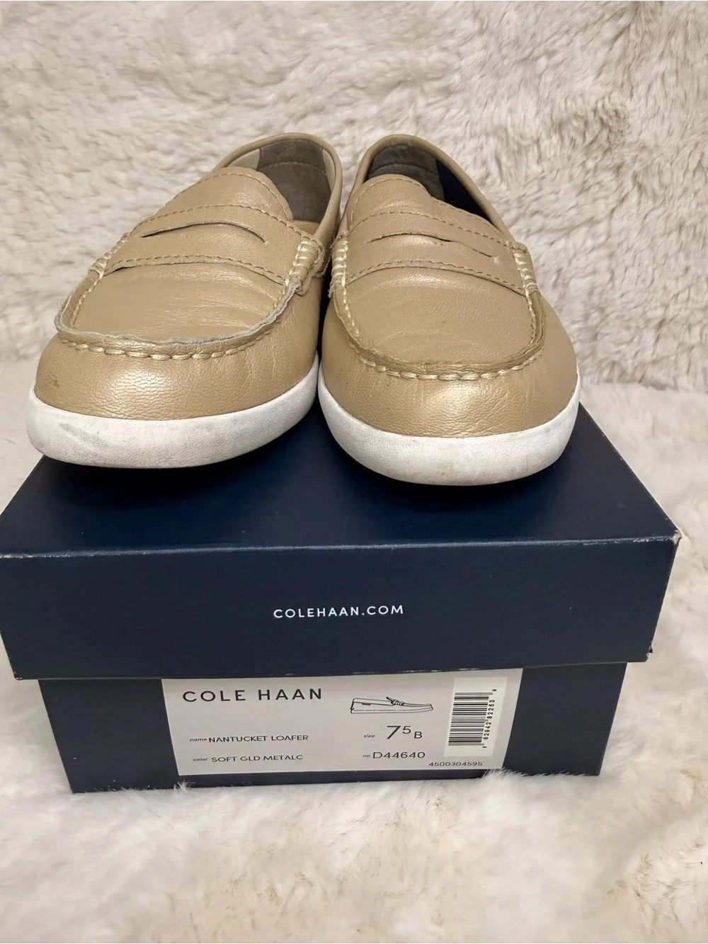 Cole Haan Nantucket‎ Loafers Soft Gold Metallic Leather 7.5B